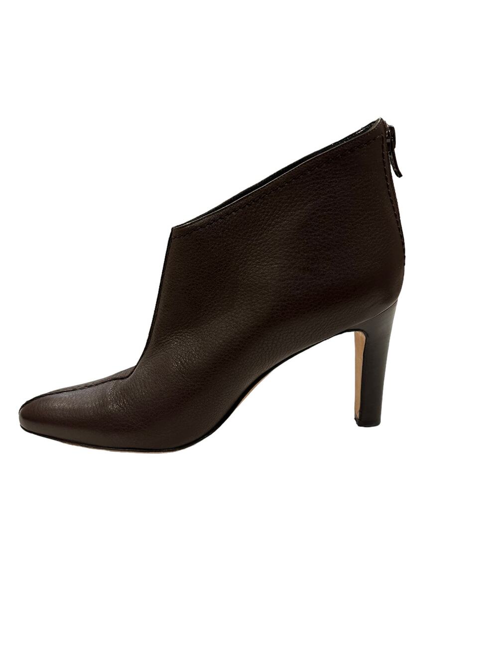Manolo Blahnik Brown Semi Pointed Toe Leather Heeled Ankle Booties Size 37 US 7